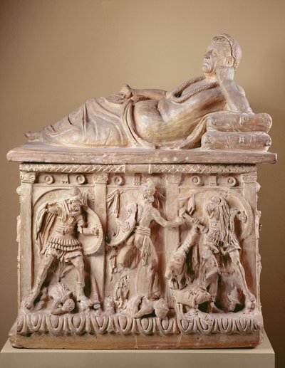 Urna Cinerary, II wpne (terakota z polichromią) autorstwa Etruscan Etruscan