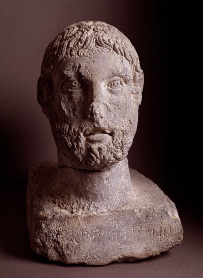 Głowa Arntha Paipnasa, rzeźba wapienna, III wiek p.n.e autorstwa Etruscan Etruscan