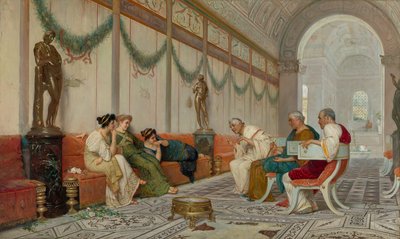 Wnętrze rzymskiego budynku z figurami autorstwa Ettore Forti