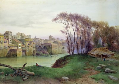 Widok na Prati di Castello, Rzym (akwarela na papierze) autorstwa Ettore Roesler Franz