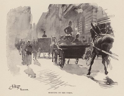 Poranek na Corso (grawerunek) autorstwa Ettore Tito