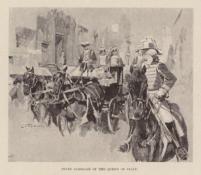 Powóz państwowy królowej Włoch (rycina) autorstwa Ettore Tito