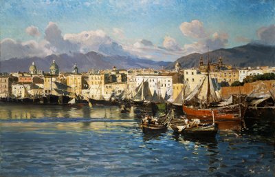 Stary Port w Palermo (olej na płótnie) autorstwa Ettore de Maria Bergler
