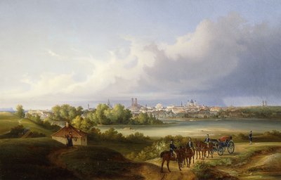 Widok na Monachium i rzekę Izarę, 1838 autorstwa Eugen Adam