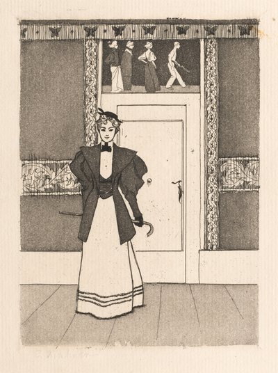 Wnętrze z młodą kobietą w stroju spaceru, 1895. autorstwa Eugen Kirchner