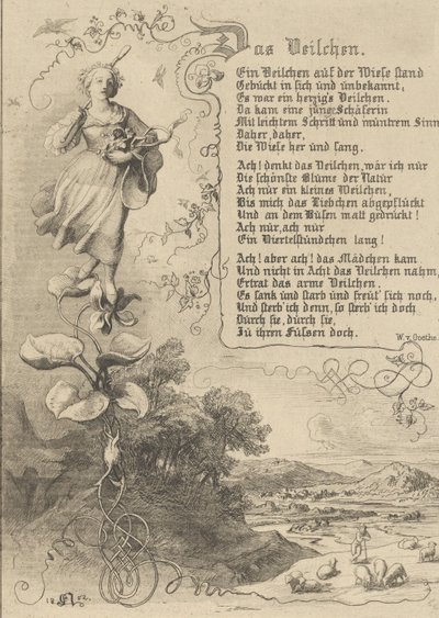 Lilia wodna, altówka, król Thule, Zemsta Kwiatów, 1852. autorstwa Eugen Napoleon Neureuther