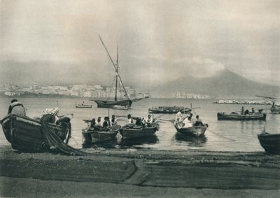 Rybacy wypływający w morze, Neapol, Włochy, 1927 autorstwa Eugen Poppel