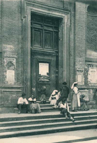 Miejsce spotkania modeli artystów przed kościołem przy Via Babuino, Rzym, Włochy, 1927 autorstwa Eugen Poppel