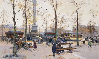 Place de la Bastille, Paryż autorstwa Eugene Galien-Laloue