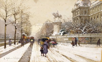 Paryż zimą autorstwa Eugene Galien-Laloue