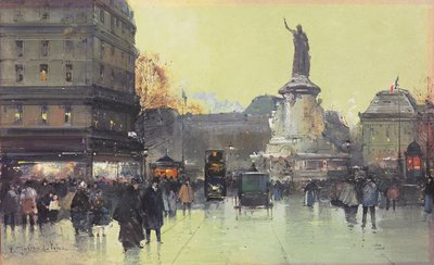 Plac Republiki, Paryż autorstwa Eugene Galien-Laloue