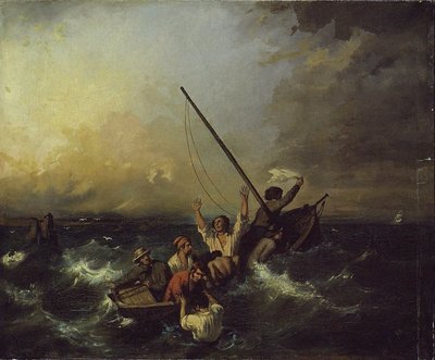 Wrak statku (olej na płótnie) autorstwa Eugene (after) Isabey
