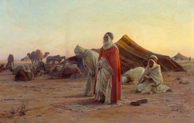 Namiot na pustyni Modlitwa. Szczegół. Obraz Eugene Alexis Girardet (1853-1907) XIX-wieczna Bayonne, Musee Bonnat autorstwa Eugene Alexis Girardet