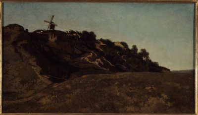 Widok na Montmartre, około 1848 roku (obraz) autorstwa Eugene Antoine Samuel Lavieille