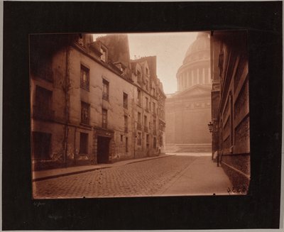 Róg rue Valette i Panteonu autorstwa Eugène Atget