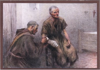 Brat Bentivoglia opiekuje się trędowatym, 1919 autorstwa Eugene Burnand