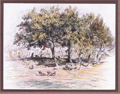 Brat Juniper odcina łapę świni, by oddać ją choremu, 1919 autorstwa Eugene Burnand