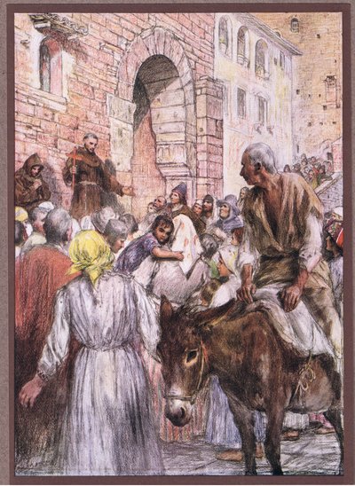 Głoszenie św. Franciszka w Bolonii, 1919 autorstwa Eugene Burnand