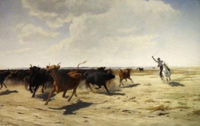 Obława (olej na płótnie) autorstwa Eugene Burnand