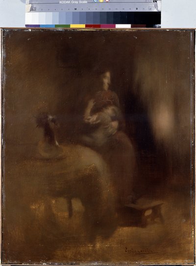 Kobieta z dzieckiem na kolanach. Obraz Eugene Carriere (1849-1906) autorstwa Eugène Carrière