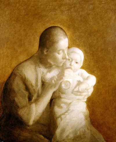 Matka z Dzieciątkiem (olej na płótnie) autorstwa Eugène Carrière