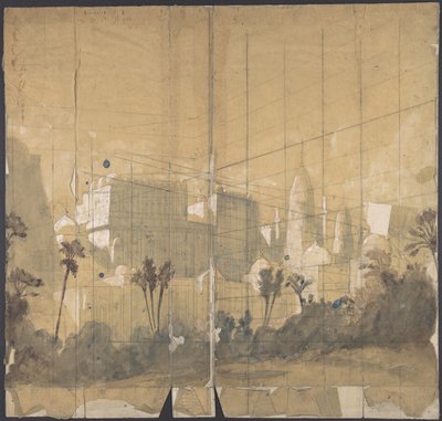 Projekt scenografii w Operze, Paryż, 1828-90. autorstwa Eugene Ciceri