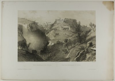 Widok ogólny Tivoli, tablica siedemnasta z Italie Monumentale et Pittoresque autorstwa Eugene Ciceri