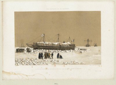 Pływająca bateria Tonnante w lodzie w pobliżu Kinburn, 1856 r autorstwa Eugene Ciceri