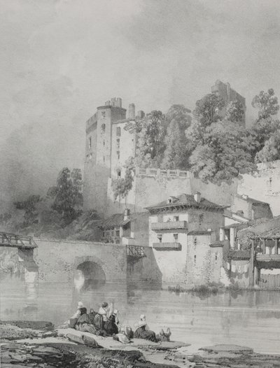 Malownicze i romantyczne podróże po starożytnej Francji. Bretania: Zamek Clisson autorstwa Eugene Ciceri