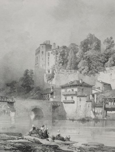 Malownicze i romantyczne podróże po starożytnej Francji. Bretania: Zamek Clisson. autorstwa Eugene Ciceri
