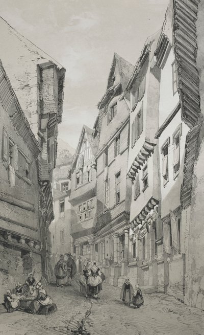 Malownicze i romantyczne podróże po starożytnej Francji. Bretania: Morlaix. autorstwa Eugene Ciceri