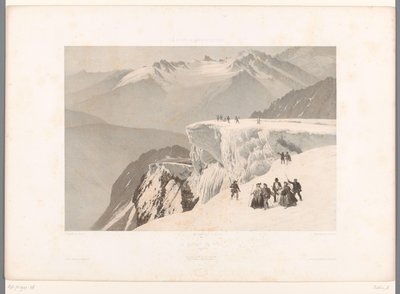 Wędrowcy na szczycie Mont Buet Le sommet du Buet (tytuł na obiekcie) Twarze w Szwajcarii, Sabaudii i Tyrolu (tytuł serii) La Suisse, la Savoie et le Tyrol (tytuł serii na obiekcie) autorstwa Eugene Ciceri