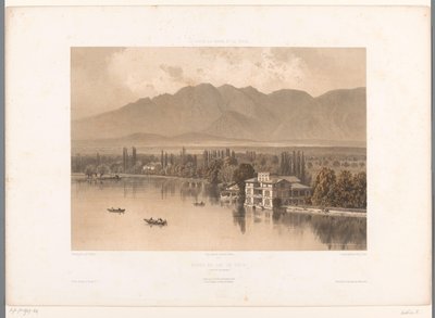 Widok na brzeg jeziora Thun Bords du Lac de Thun (tytuł na obiekcie) Twarze w Szwajcarii, Sabaudii i Tyrolu (tytuł serii) La Suisse, la Savoie et le Tyrol (tytuł serii na obiekcie) autorstwa Eugene Ciceri