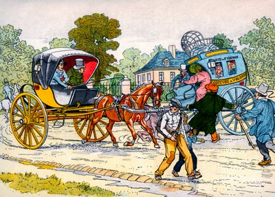 Kabriolet i kareta „coucou” w 1885 r. autorstwa Eugene Courboin