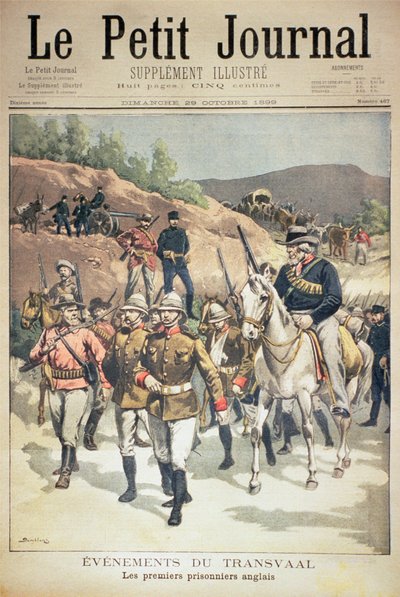 Wydarzenia w Transwalu: pierwsi więźniowie angielscy, okładka Le Petit Journal, 29 października 1899 autorstwa Eugene Damblans