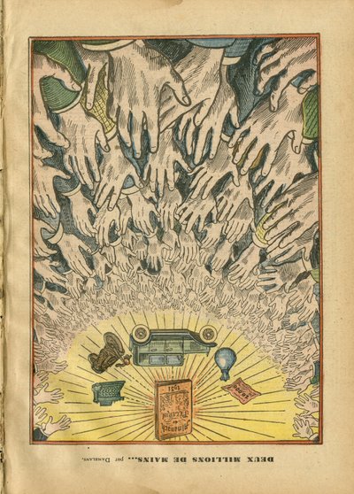 Ilustracja Eugene Damblans (1865-1945) w Le Pelerin, 28.09.30 - Dwa miliony rąk - Prasa/Media, Motoryzacja, Religia Wiara, Pelerin (Almanach), Katolicki Katolicyzm - Strona główna autorstwa Eugene Damblans