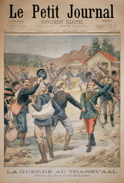 Wojna w Transwalu: Związek Burów i Afrykanerów, okładka Le Petit Journal, 10 grudnia 1899 autorstwa Eugene Damblans