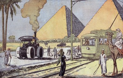 Widok piramid w Gizie w Egipcie, ilustracja Eugene