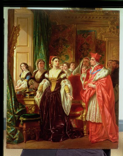 Scena z Henryka VIII Szekspira; Kardynał Wolsey i Katarzyna Aragońska, 1858 autorstwa Eugene Deveria