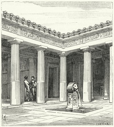 Dorycki dziedziniec starożytnego greckiego domu autorstwa Eugene Emmanuel after Viollet le Duc