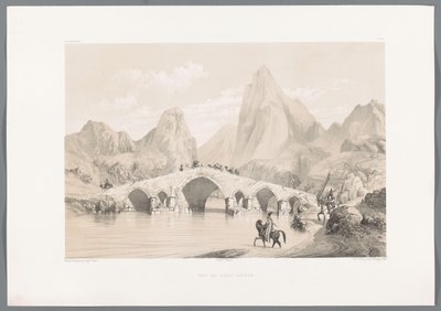 Most Pol-e Dokhtar Pont du Kizil-Hauzen (tytuł na obiekcie) Perskie pejzaże (tytuł serii) Perse modern (tytuł serii) autorstwa Eugene Flandin