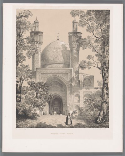 Szkoła Chahar Bagh w Isfahanie Meczet-Sultan-Hussein Ispahan (tytuł na obiekcie) Perskie pejzaże (tytuł serii) Perse modern (tytuł serii) autorstwa Eugene Flandin