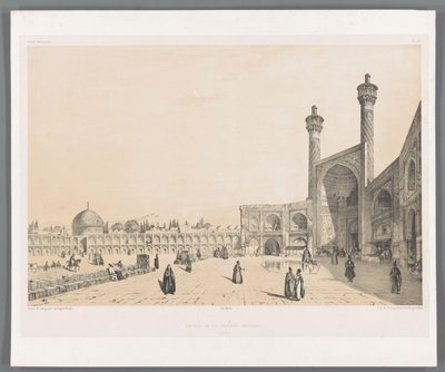 Wejście do meczetu Jameh w Isfahan Wejście do meczetu Ispahan de la grande (tytuł obiektu) Perskie pejzaże (tytuł serii) Perse modern (tytuł serii) autorstwa Eugene Flandin