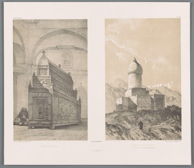 Graftombe van Esther w Mordechai Cenotaf Estery (tytuł na obiekcie) Pomnik wzniesiony ku pamięci Estery i Mardocheusza (tytuł na obiekcie) Hamadan (tytuł na obiekcie) Perzische landschappen (tytuł serii) Współczesna Persja (tytuł serii) autorstwa Eugene Flandin