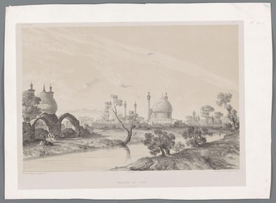 Meczet Szacha lub Meczet Króla w Isfahanie Mosquée du Châh (Ispahan) (tytuł na obiekcie) Perskie pejzaże (tytuł serii) Perse modern (tytuł serii) autorstwa Eugene Flandin