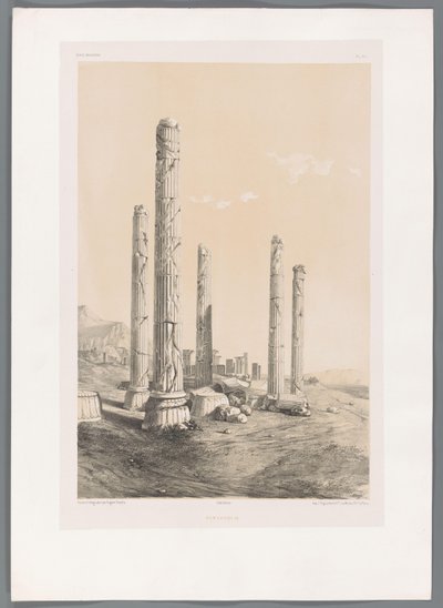 Ruiny Persepolis Persepolis (tytuł na obiekcie) Perskie pejzaże (tytuł serii) Perse modern (tytuł serii) autorstwa Eugene Flandin
