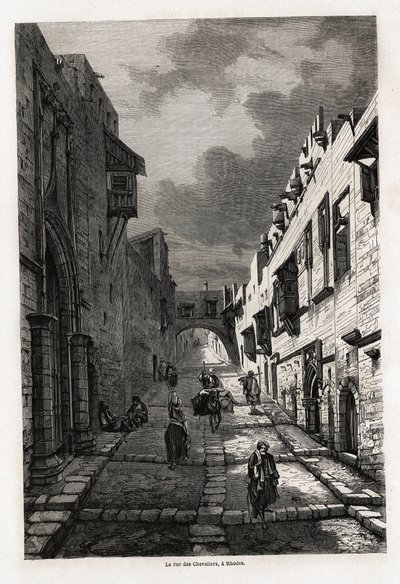 Rue des chevaliers, na Rodos, rysunek Eugene