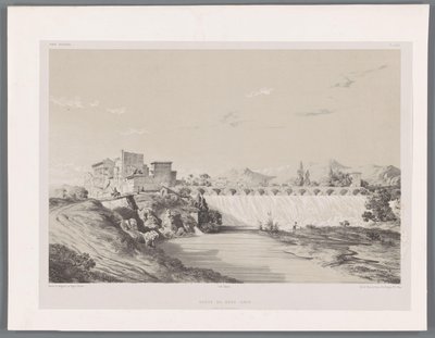 Wodospad Band Amir na równinie Persepolis Chûte du Bend-Amir plaine de Persépolis (tytuł na obiekcie) Perskie pejzaże (tytuł serii) Perse modern (tytuł serii) autorstwa Eugene Flandin