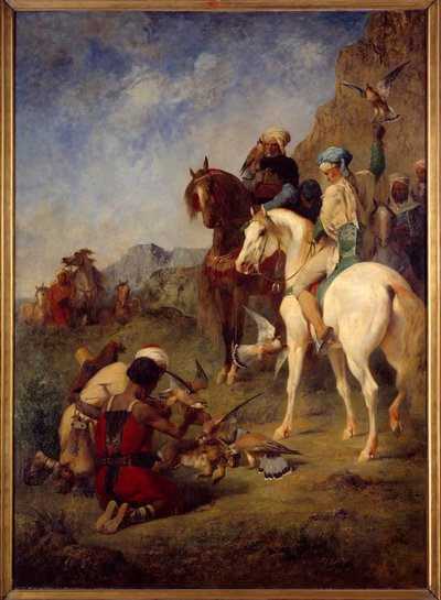 Polowanie na sokoły w Algierii: lekarstwo. Obraz Eugene Fromentin (1820-1876) autorstwa Eugène Fromentin
