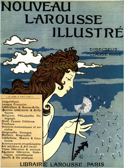 Pierwsza strona Nouveau Larousse illustious (słownik w siedmiu tomach wydanych w latach 1897-1904 (rycina) autorstwa Eugene Grasset